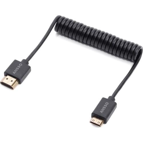 Mini- HDMI to HDMI-compatible Digital Single Lens Reflex 4K HD spring cable video signal cable 3840x2160 30P stretch Coiled