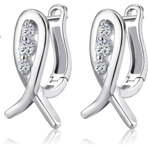 Korean version of the high-end shine personality fashion trend hot wild women models silver plated ear rings YE050