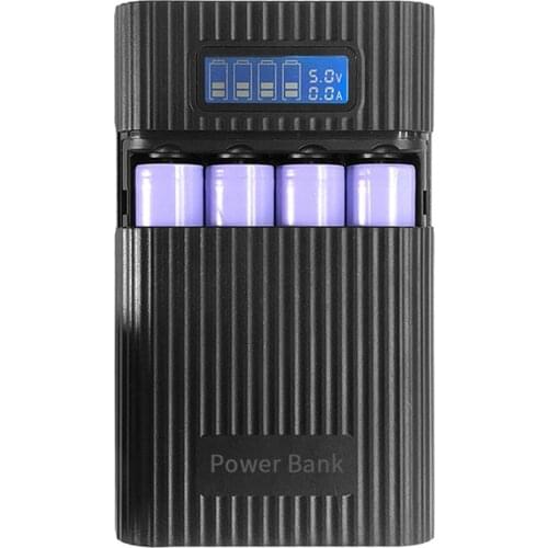 4 Slot 18650 Battery Charger LCD Display DIY Mobile Power Bank Case Enclosure