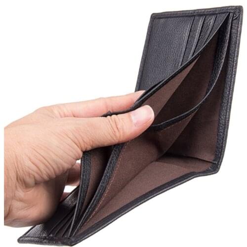 Bisi Goro Genuine Leather Crazy Horse Men Slim Wallet 2019 Vintage Men Card Holders Business Casual Purse 4 Colors Dropshipping