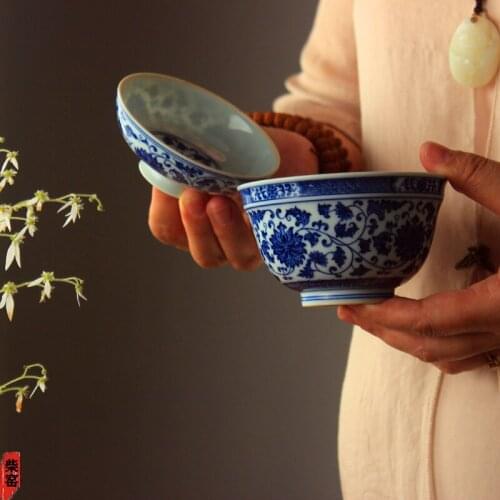 Cover bowl single imitation classic Sancai tea cup large and medium-sized hand painted Jingdezhen Ceramic Kung Fu ware