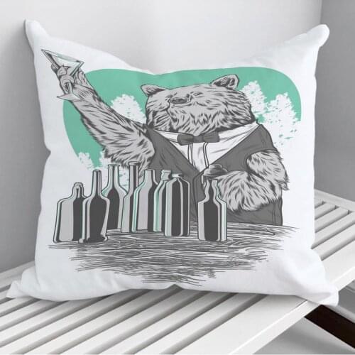 BEAR BARTENDER Throw Pillows Cushion Cover On Sofa Home Decor 45*45cm 40*40cm Gift Pillowcase Cojines Dropshipping
