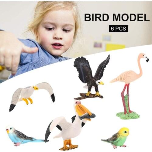 6PCS Birds Figurines Playset Realistic Detailed Plastic Birds Figures Hand Painted Toy Set Christmas Birthday Gift