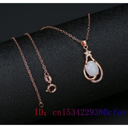 Natural White Hetian Jade Pendant Necklace Gifts Women Fashion for Chalcedony Jewelry Amulet 925 Silver