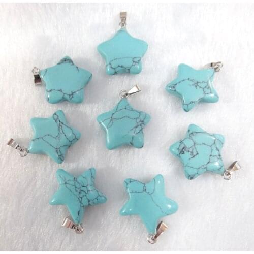 Natural stone Quartz Crystal Turquoises tiger eye aventurine lapis star Pendant for diy Jewelry making necklace Accessories30PCS