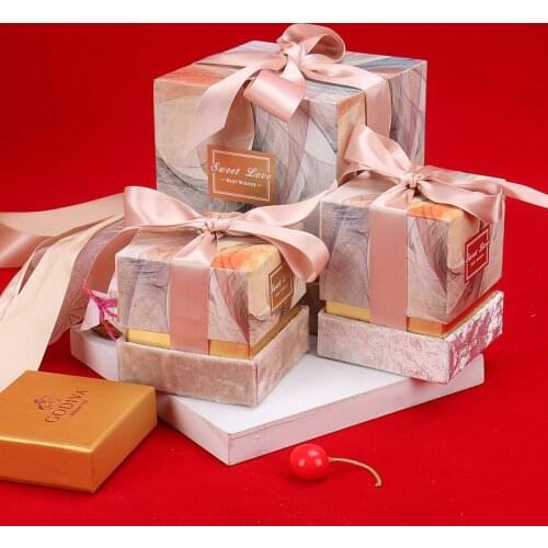 New Paperboard Gift Box with Ribbon Wedding Favor Candy Boxes Flower Box Party Gift Bags Wedding Decoration Baby Shower Party