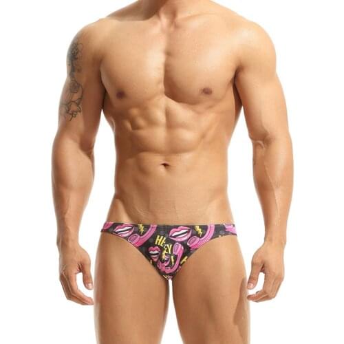 New Mens Low Waist Triangle Panties Sexy Printed Bikini European American Fashion Hot Sale Mens Underwear Home Casual Sports