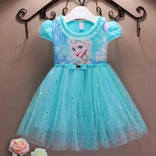 Girl Dresses Princess Anna Elsa Dress Snow Queen Cosplay Costume Summer Brand Baby Kid Clothes Party Children Clothing New Years