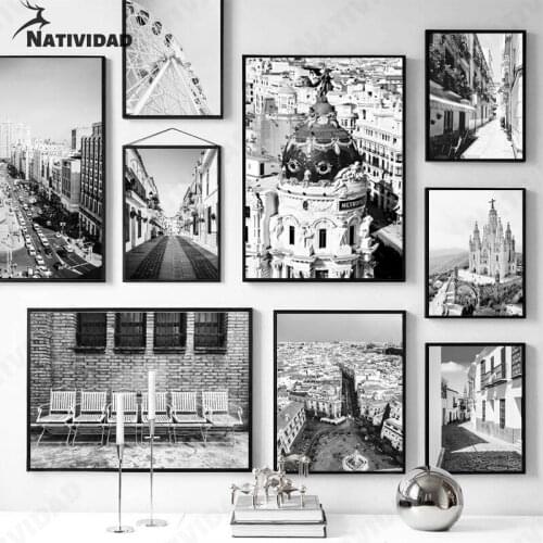 Russian Architectural Canvas Painting Home Decoration Black and White Landscape Painting Poster Aesthetic Room Art Wall Stickers