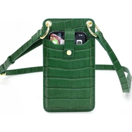 Fashion crocodile pattern leather Mini shoulder bag women mobile phone bag for Iphone 11 pro max phone wallet cross body bag