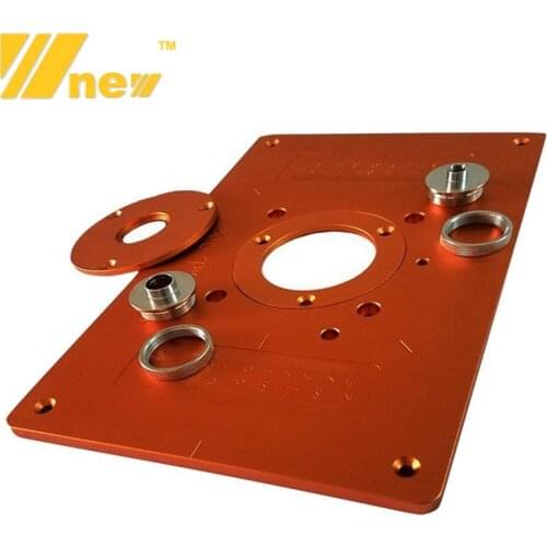Universal Router Table Saw Insert Base Plate Kit with Bushing and Cover Aluminum Trimming Machine Flip Board for Woodworking