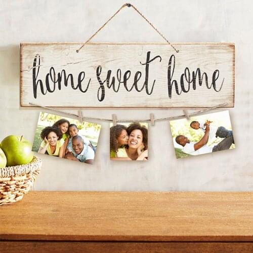 50cm Vintage Sweet Home Letter Printed Wooden Wall Hanging Decor Photo Clip Ornament Home Decoration винтаж декор