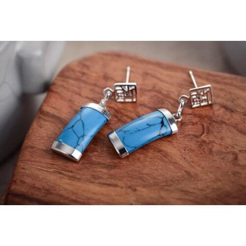 Ladys WKOUD Real 925 Sterling Dangle Earrings For Women Natural Stone bread big earringsWomen Party, Party, Luxury Dubai