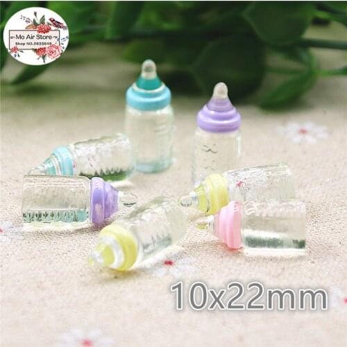 10pcs Resin pink 3D feeding-bottle flatback Cabochon Miniature food Art Supply Decoration Charm Craft
