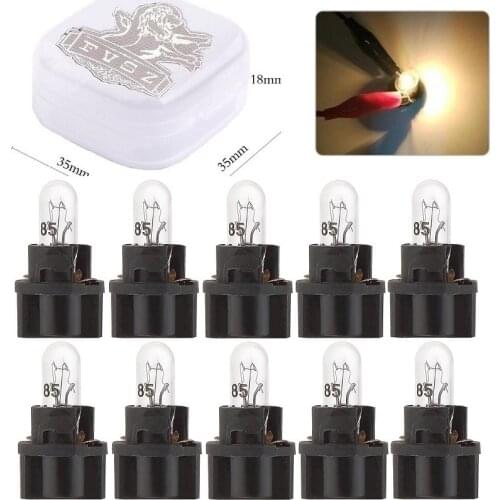 10Pcs T5 12V 2W Car Interior Instrument Light Bulb 12mm 14V Halogen Glass Fixed Seat Auto Dashboard Panel Emits Yellow Lamp