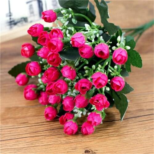 36Head Small Bud Roses Simulation Flowers Silk Rose Decorative Flowers Home Bouquet Home Decorations For Wedding Birthday Party