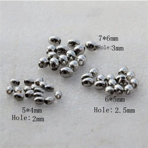 50pcs/lot Stainless Steel Oval Ball Beads 5x4mm/6x5mm/7x6mm Hole Bead Charm Beads for DIY Jewelry Bracelets Findings