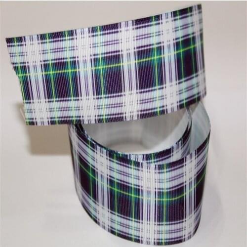 9 16 22 25 38 50 75 mm width plaid Printed Grosgrain Ribbon or Satin Ribbon GZ11