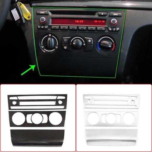 ABS Carbon Fiber Car Interior Center Control Air Condition Panel Volume Switch Frame Cover Trim For BMW 1 Series E81 2007-2011