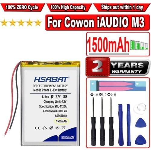 HSABAT 1500mAh Battery for Cowon iAUDIO M3 X5 / M5 20GB / PPCW0401 PPCW0504