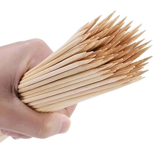 30cm 100pcs Bamboo Wooden BBQ Skewers Food Bamboo Meat Tool Barbecue Party Disposable Long Sticks Catering Grill Camping