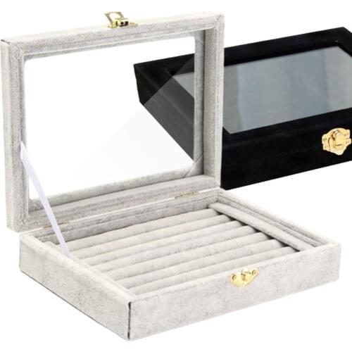 Velvet Wooden Ring Jewelry Earring Storage Box Display Organizer Tray Holder Stoarge Boxes bolsitas de organza Christmas Gifts