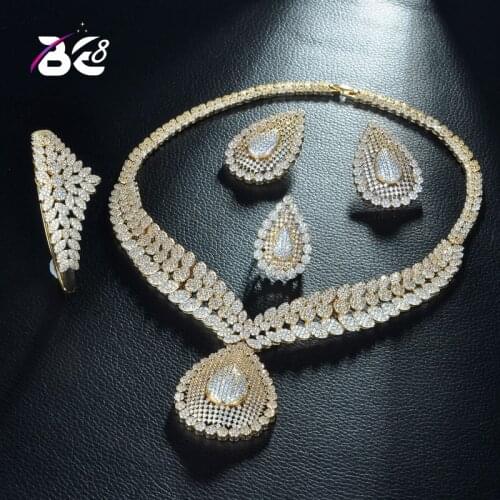 Be 8 New Arrival AAA Cubic Zirconia Necklace Earring Set Elegant 4pcs Jewelry Set for Women African Beads Jewelry Sets S302