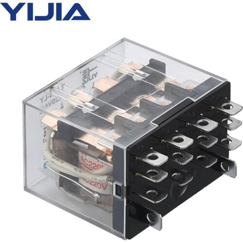 10A Large Current AC380V DC220V 14 Pins Electromagnetic Relay With Indicator Light Base