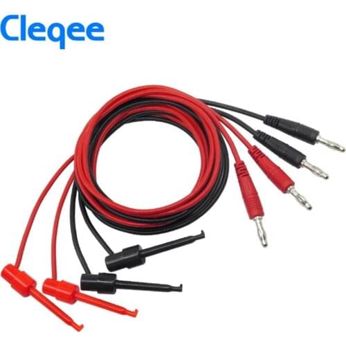 Cleqee P1039 1Set 4pcs 4mm Banana Plug to Test Hook Clip Test Lead Cable For Multimeter