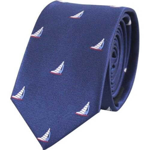 Sailboat Necktie Microfiber Jacquard Sailing Boat Pattern Tie Fathers Day Birthday Wedding Gift