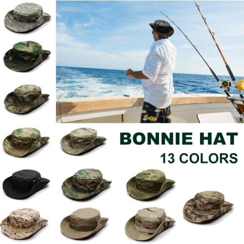 Camouflage Tactical Cap Military Boonie Hat US Army Caps Camo Men Outdoor Sports Sun Bucket Cap Fishing Hiking Hunting Hats 60CM