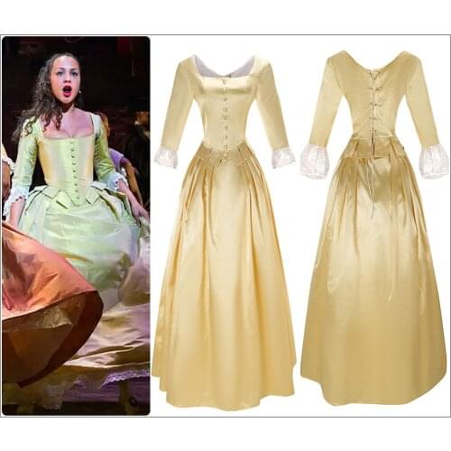 Hamilton Peggy Costume Dress Colonial Lady Corset-Style Ball Gown Victorian Medieval Skirt for Halloween