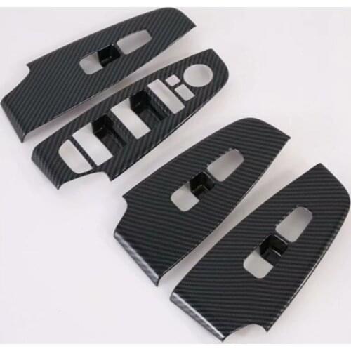 For Kia Seltos 2019 2020 Window Lift Switch Cover Trim Inside Armrest Frame Decoration Carbon Fiber Interior Car Accessories