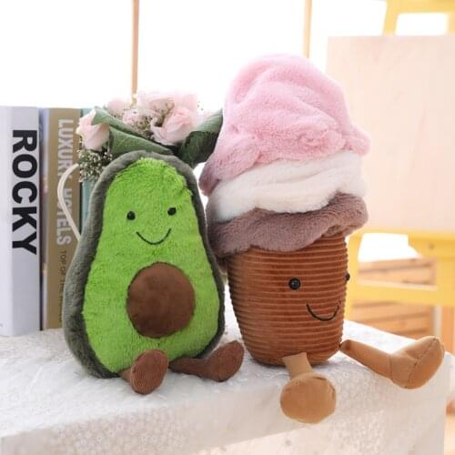 Stuffed Simulation Food Cute Avocado Mushroom Plush Toy Filled Fruit Doll Cushion Pillow Kids Child Girl Christmas Birthday Gift