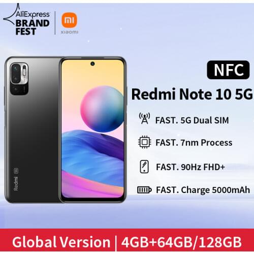 [World Premiere In Stock] Xiaomi Redmi Note 10 5G NFC Global Version Smartphone Dimensity 700 90Hz Display 5000mAh 48MP Camera