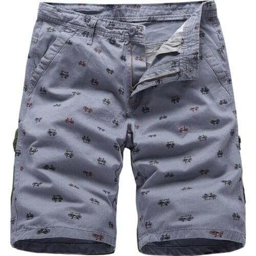 Men Cargo Shorts 2021 Summer Bike Print Casual Loose Knee Length Short Pants Camouflage Military Tactical Shorts