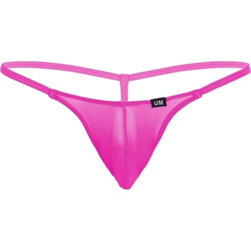 Mens Wetlook Lingerie Underwear Mesh See Through Sheer Briefs Super Low Rise T-Back G-String Thongs Bikini Panties Underpants