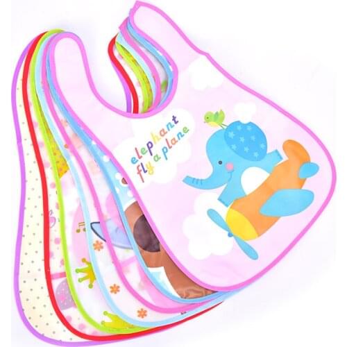 1pcs Baby Cartoon Feeding Cloth Children Baby Apron Elephant Bib Adjustable Baby Bibs Plastic Waterproof Lunch Feeding Bibs
