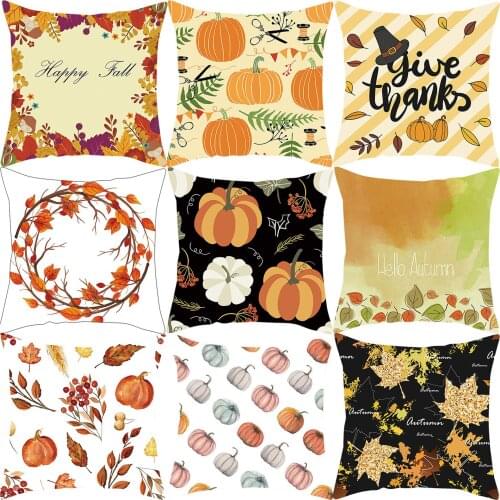 Thanksgiving Pillow Case Christmas Decoration Interior Atmosphere Pillow Case ushion Cover Letters Decor Pumpkin Pattern Pillow