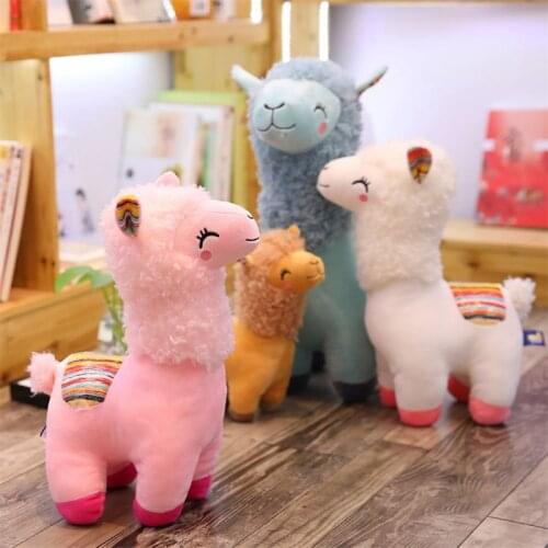 New 25cm Smile Stripe Alpaca Llama Plush Animals Toy Stuffed Doll Kids Toys Birthday Gifts T3LA