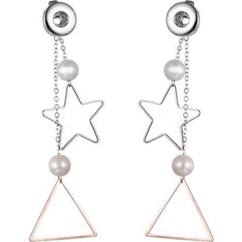 New European Fashion Interchangeable Star Pearl snap button drop hook earrings of Snap Button Earrings 12MM Jewelry