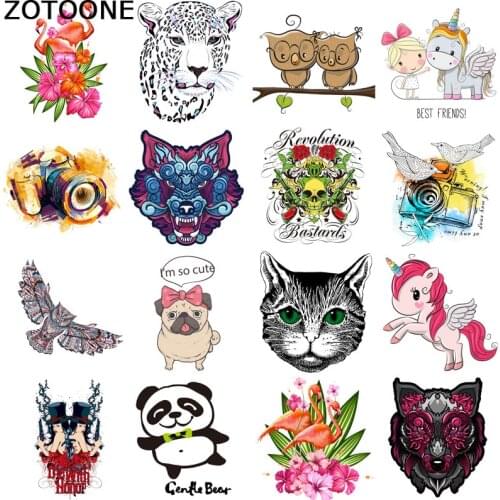 ZOTOONE Clothing DIY clothes sticker cartoon flamingo gecko t-shirt jacket applique heat transfer vinyl camera patch hot press D