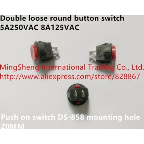 Original new 100% supply double loose round button switch push on switch DS-858 mounting hole 20MM red green button
