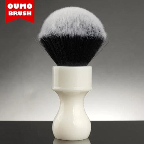OUMO-White Resin shaving brush with Superfine tuxedo synthetic