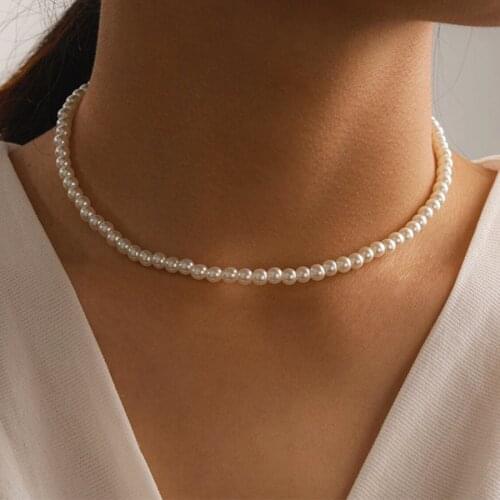 New Fashion Kpop Pearl Choker Necklace Cute Heart Coin Bowknot Flower Pendant Clavicle Chain For Women Collar Jewelry Girl Gift