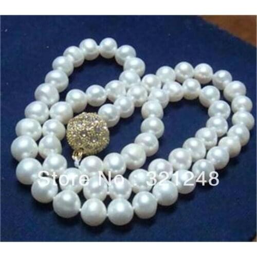 Free shipping new natural 8-9mm white cultured freshwater peal round beads necklace for women elegant gifts jewelry 18" MY1433