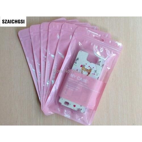 5000pcs/lot 12*21.5CM Plastic Ziplock Poly Packs pink Mobile Phone Case Retail Packaging Package Bag for iPhone 6 7 8 plus case