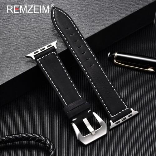 Handmade Crazy Horse Leather Watchband for Apple Watch 6 5 4 3 2 Replacement Strap 40mm 38mm for iwatch Bracelet 44mm 42mm Band