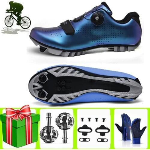 Self-Locking Cycling Shoes Sapatilha Ciclismo MTB Mountain Bike SPD Pedals Cleat Gloves Bicycle Racing Sports Men Sneakers Women