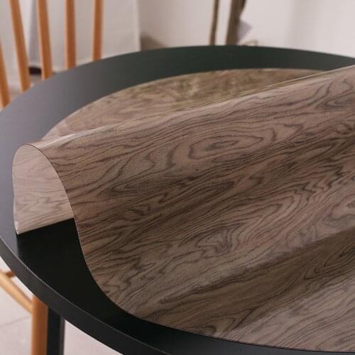 Soft Glass Tablecloth imitation wood grain PVC table cloth Waterproof Oilproof Dining table mat for round rectangle table